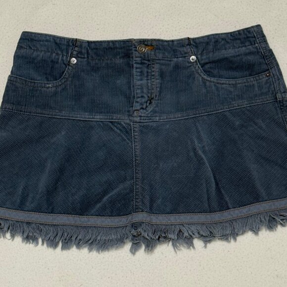 NWT Juicy Couture Corduroy Back Tie Mini Skirt - Loyal (Blue Gray) - Size L - Picture 4 of 7